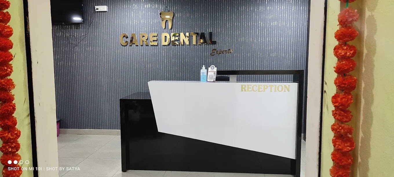 Reception desk at Care Dental Experts, Palakollu