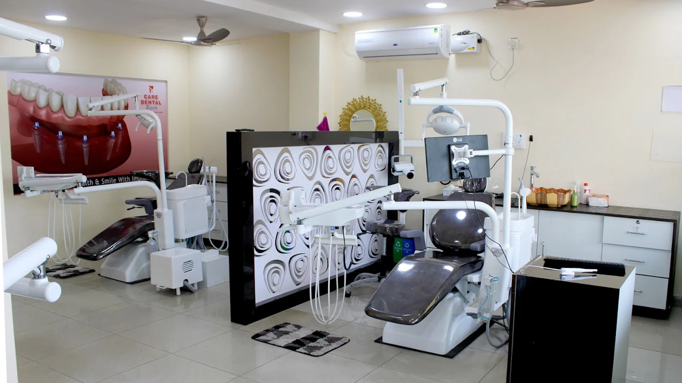 Treatment room with two chairs, Care Dental Experts, Palakollu